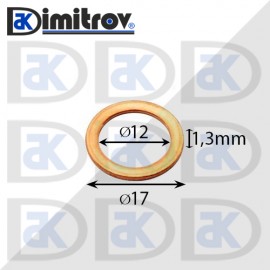 Дифтунга Ø 12 х Ø 17 х 1,3 mm медна
